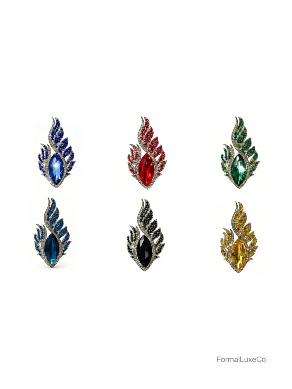 Blue Crystal Brooch Pin for Women Elegant Silver Tone Brooch Pin Accessory